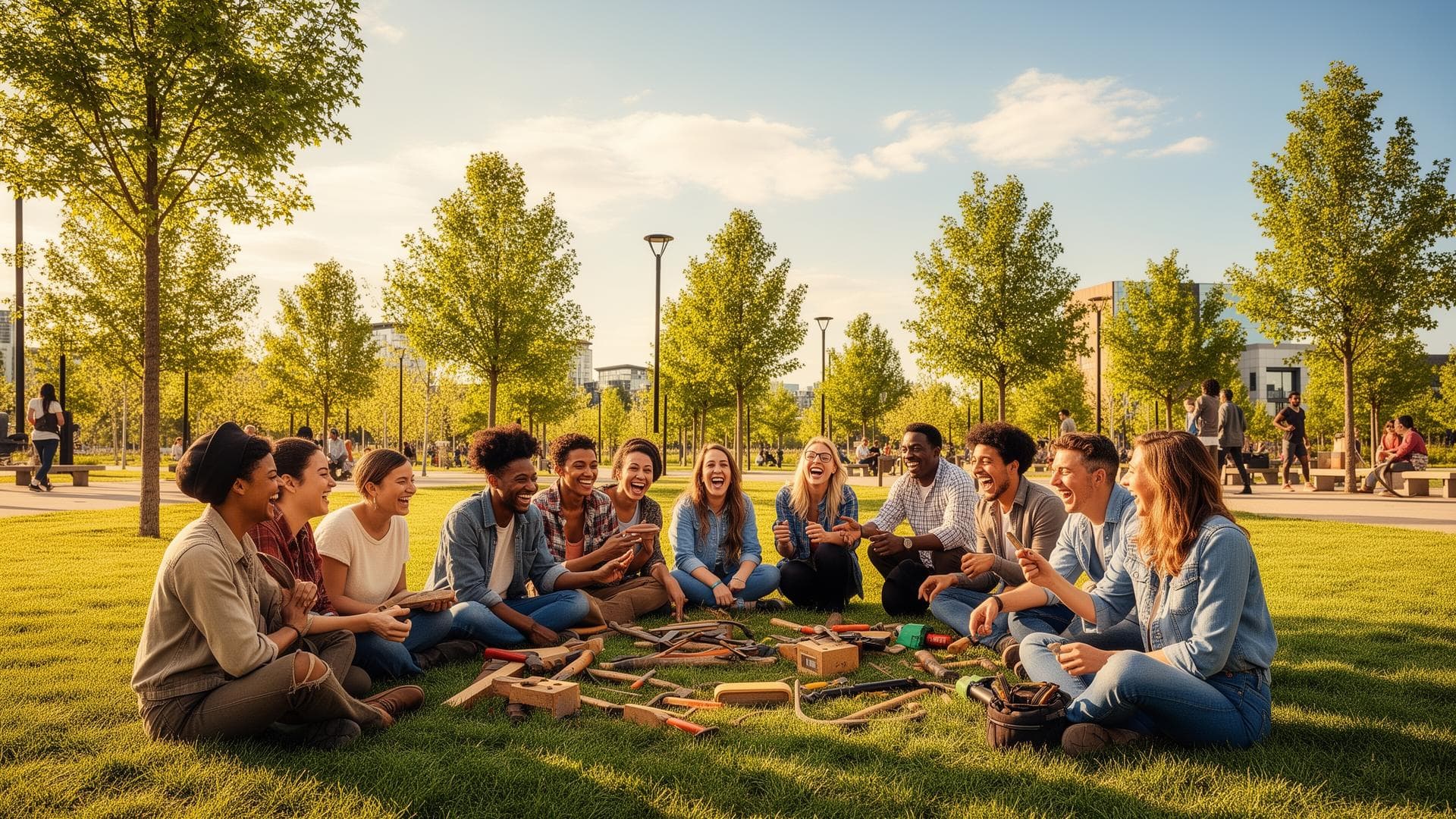 Community of people sharing skills together